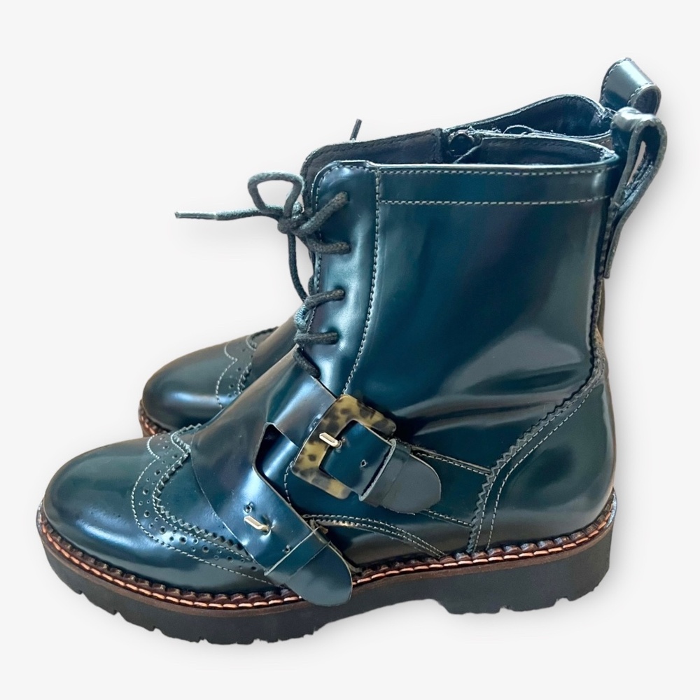 Scotch & Soda Maison Olivine Leather Brogue Boot Ankle Hiking Moto Boots EU 39 - Picture 2 of 14
